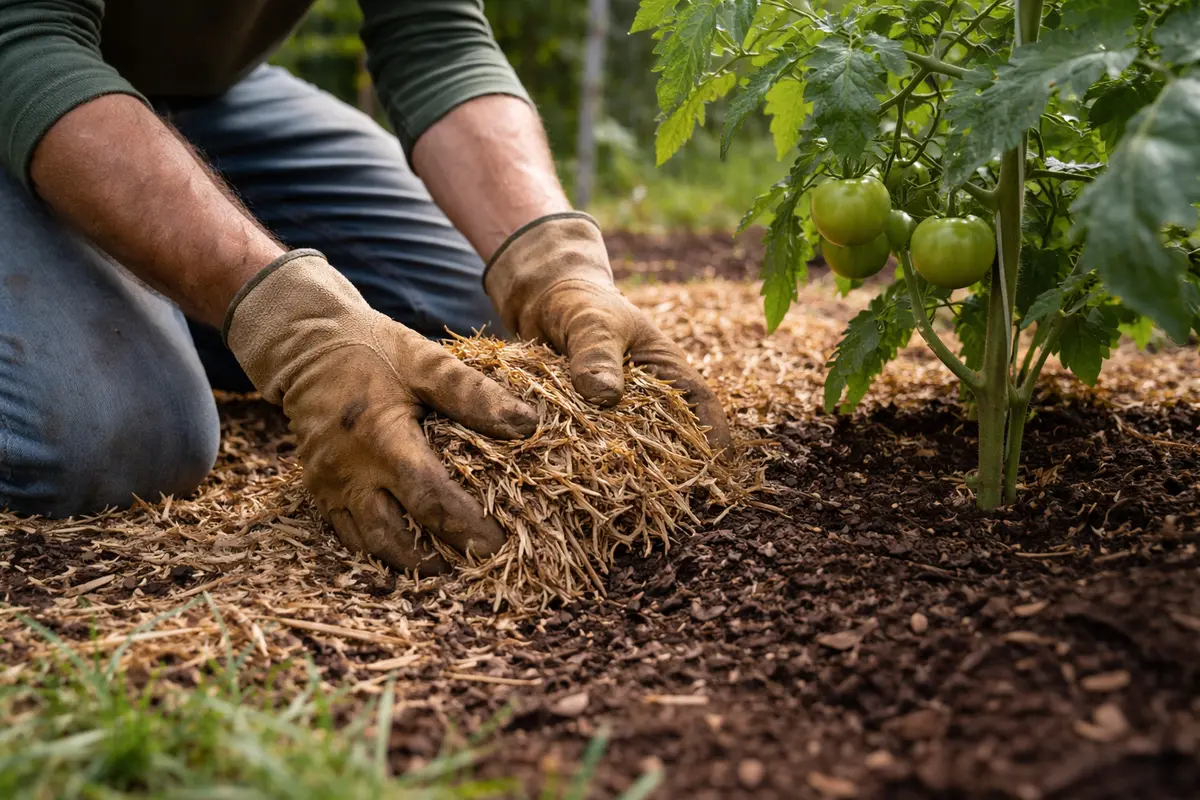 how to fix soggy soil mulch around tomatoes to prevent soil oversaturation
