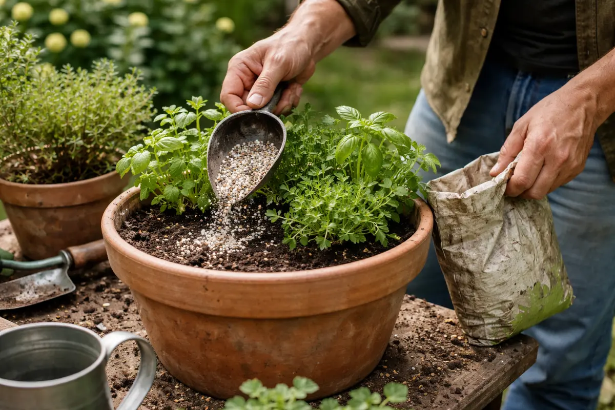 how to fix stunted growth in fertilize herb soil for growth boost