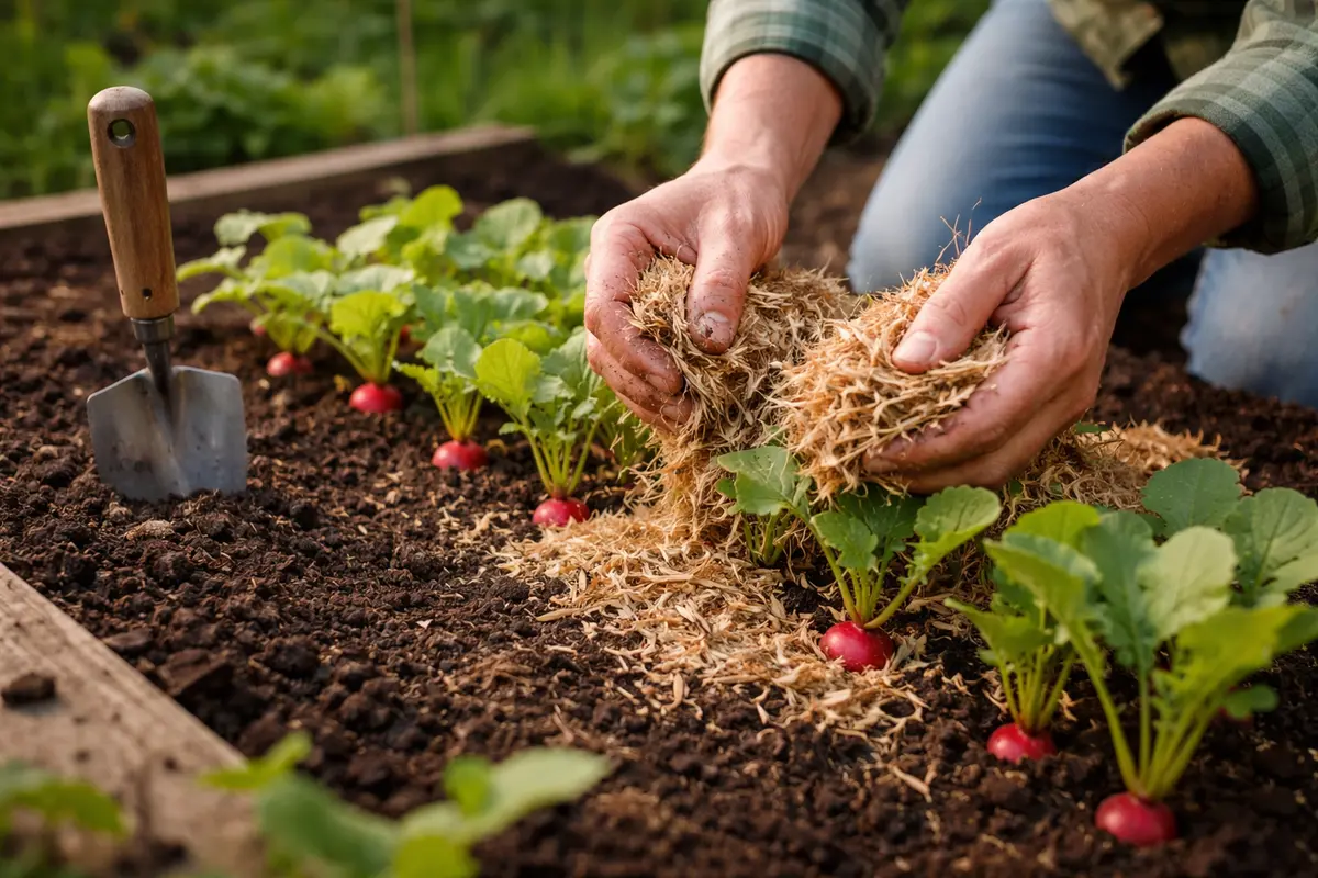 how to fix stunted growth in mulch over radishes to retain heat