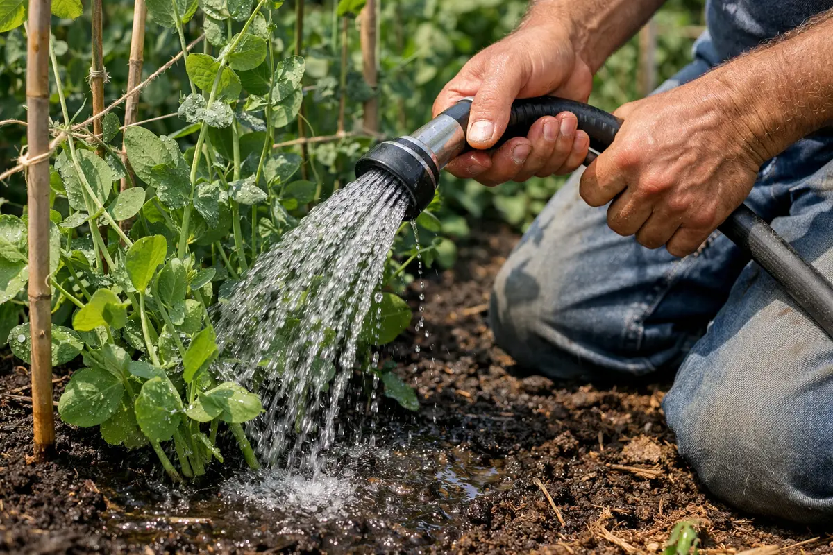 how to fix stunted growth water snap peas immediately to cool roots