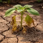 how to fix stunted growth with cracked dry soil around the plant