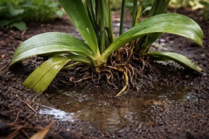 how to fix wilting orchids after with wet soil around the base