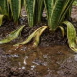 how to fix wilting snake plants with wet soil around the base