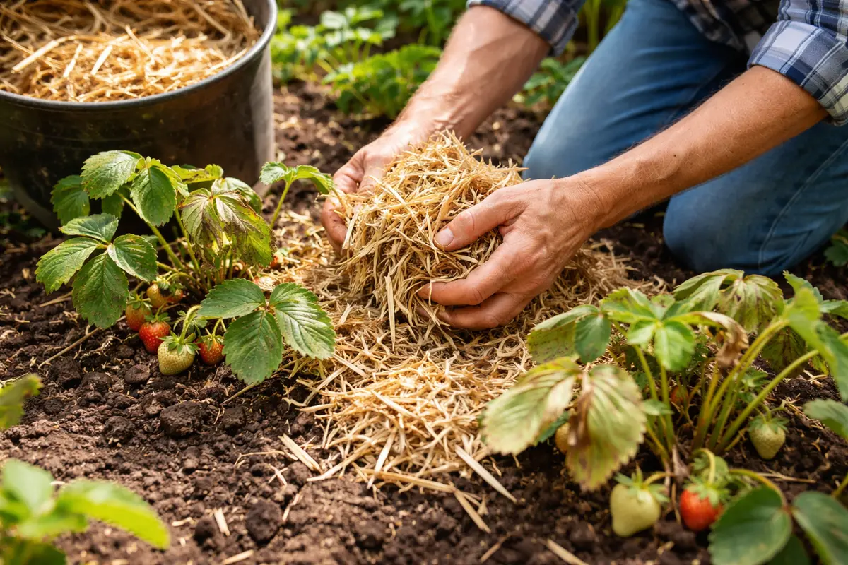 how to fix wilting strawberries during apply mulch to aid strawberry recovery