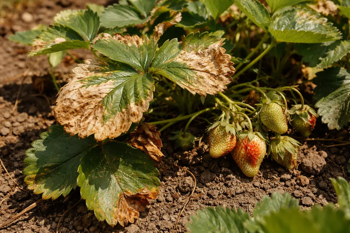 how to fix wilting strawberries with scorched leaf edges in harsh sun