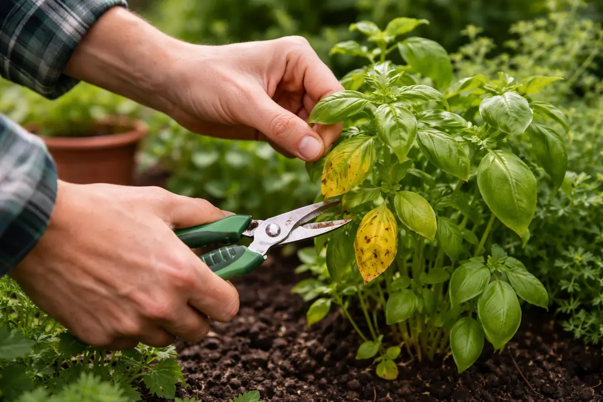 how to fix yellowing leaves on herbs prune yellowing herb leaves immediately
