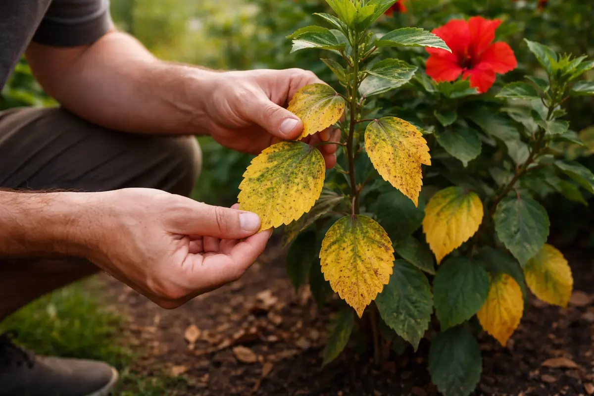 how to fix yellowing leaves on with damaged foliage in outdoor soil