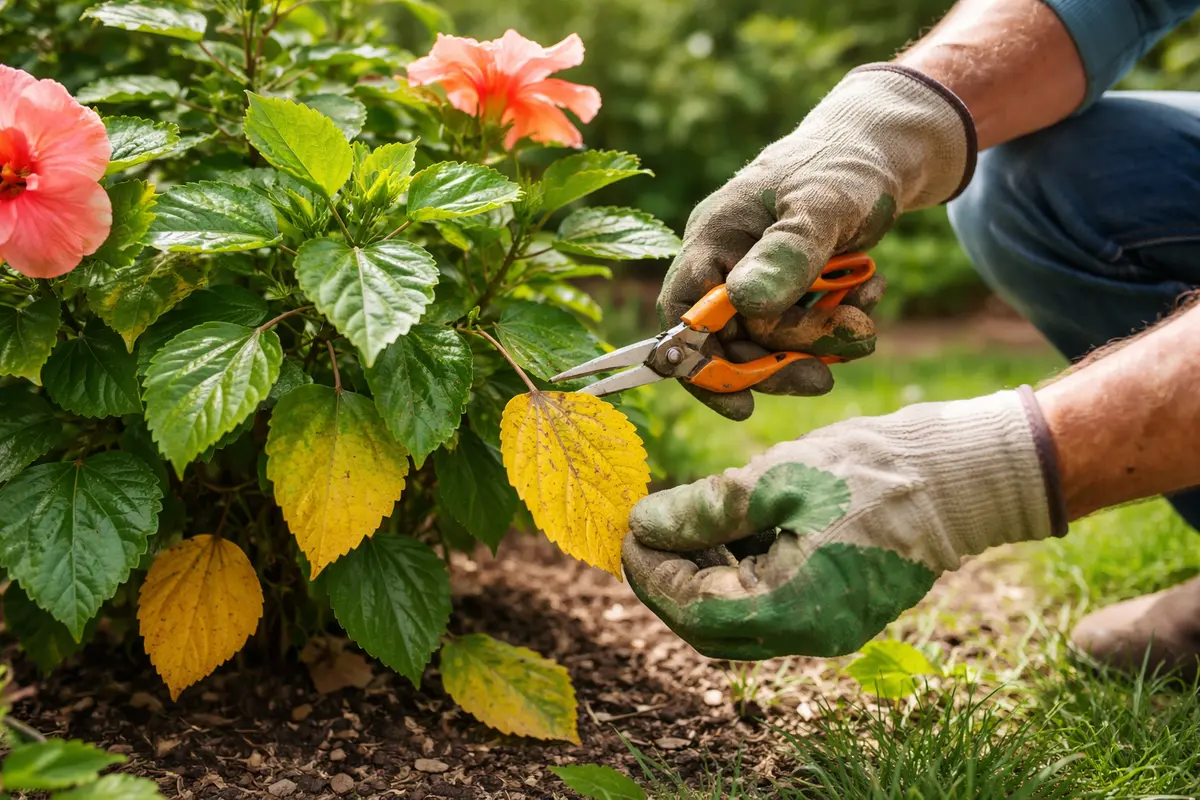 how to fix yellowing leaves on hibiscus trim yellowing hibiscus leaves promptly