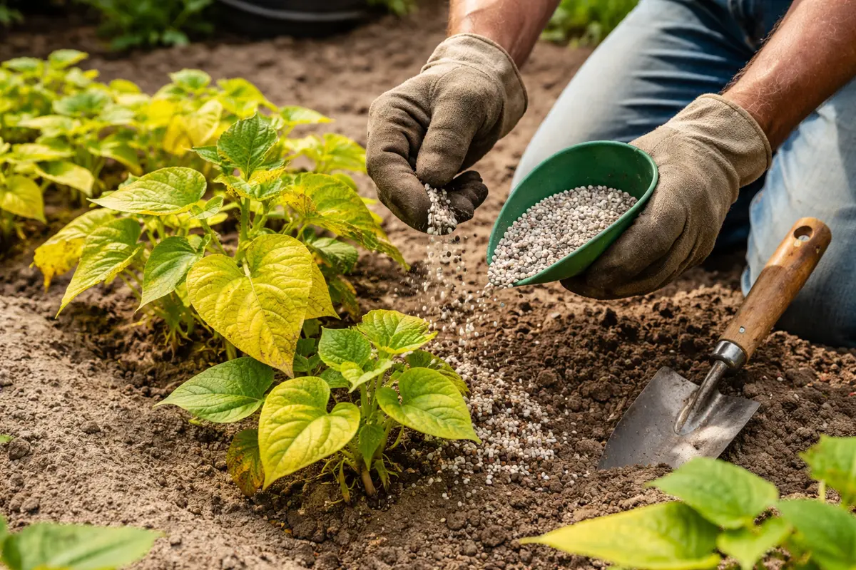how to fix yellowing leaves on fertilize sweet potatoes to revive health