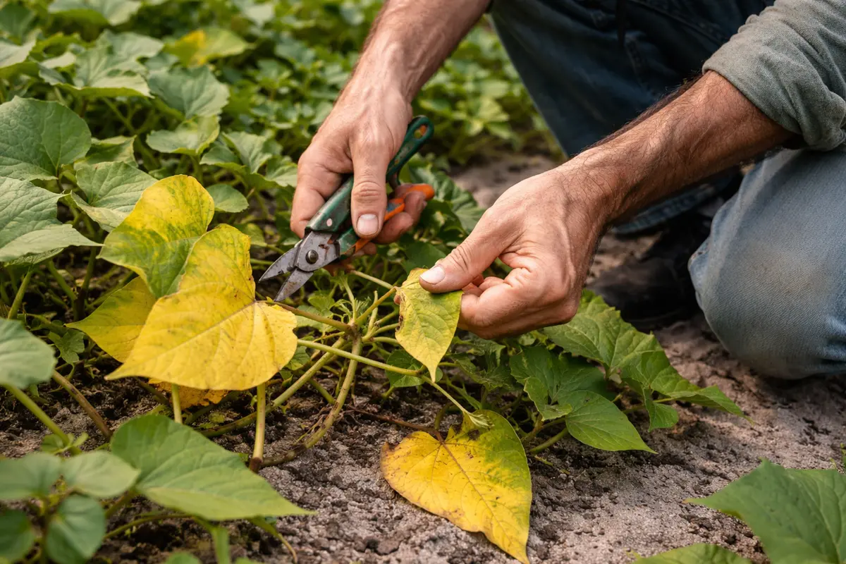 how to fix yellowing leaves on trim back yellowing sweet potato foliage