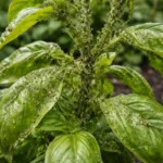 how to manage aphid infestations on with pest damage visible on leaves