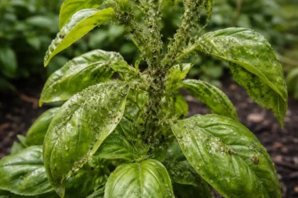 how to manage aphid infestations on with pest damage visible on leaves