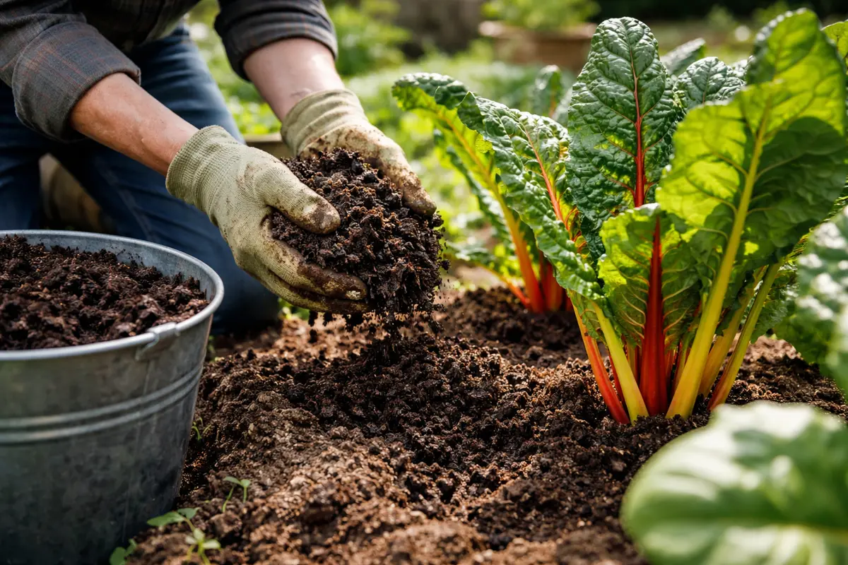 how to prevent aphids on apply compost to encourage healthy chard growth