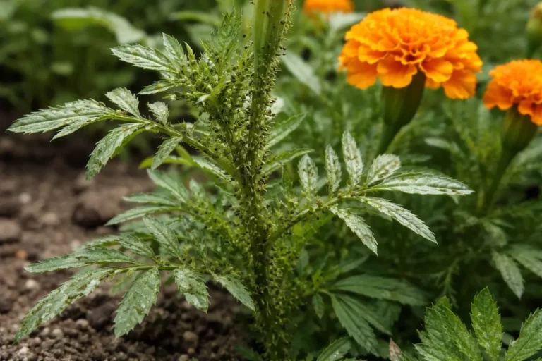 how to prevent aphids on marigolds with pest damage visible on leaves