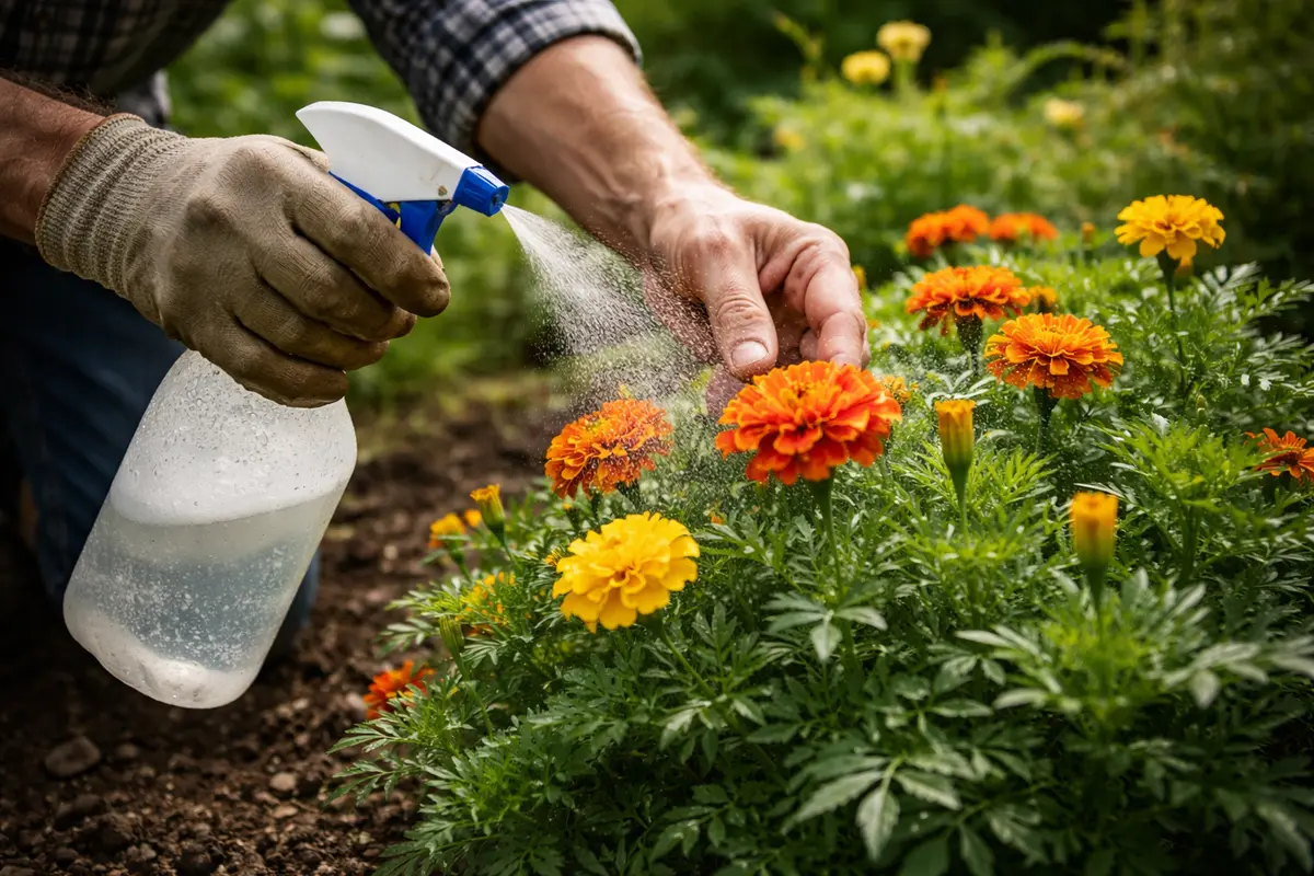 how to prevent aphids on marigolds spray marigolds with soapy water immediately