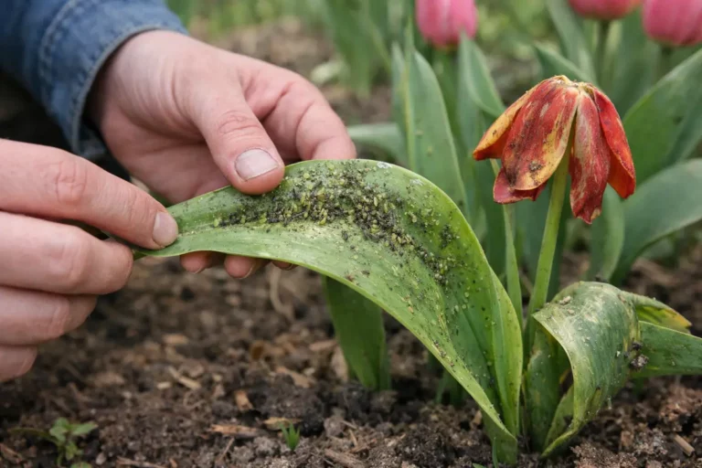 how to prevent aphids on tulips with damaged foliage in outdoor soil