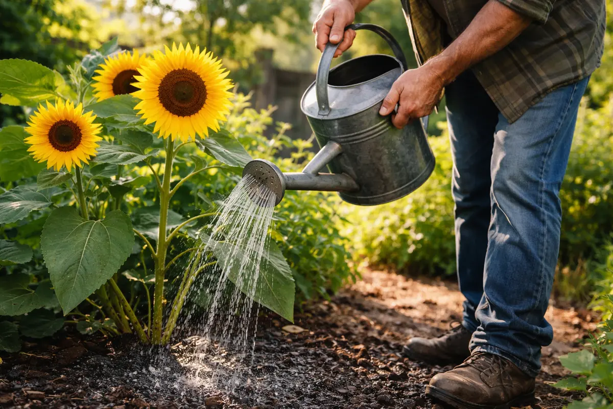 how to prevent blossom drop water sunflowers deeply to combat heat stress