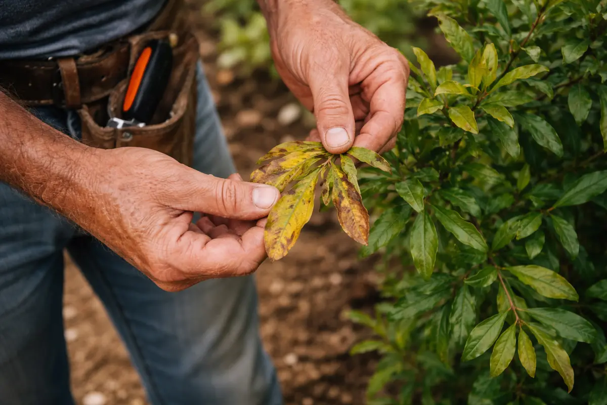 how to prevent fruit look for water stress symptoms in pomegranate leaves