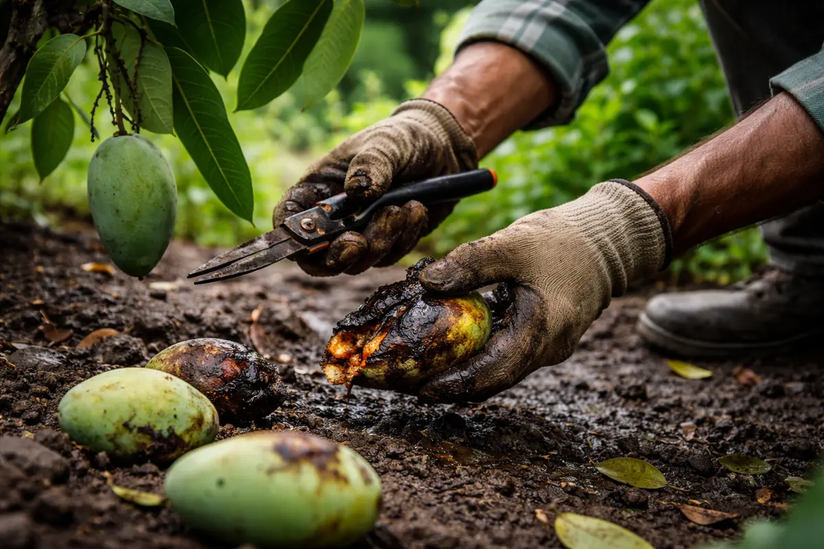 how to prevent fruit rot in mangoes during remove rotten mangoes promptly