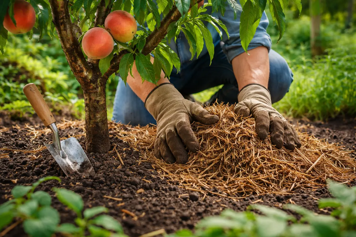 how to prevent fruit rot protect peaches with mulch during rainy periods