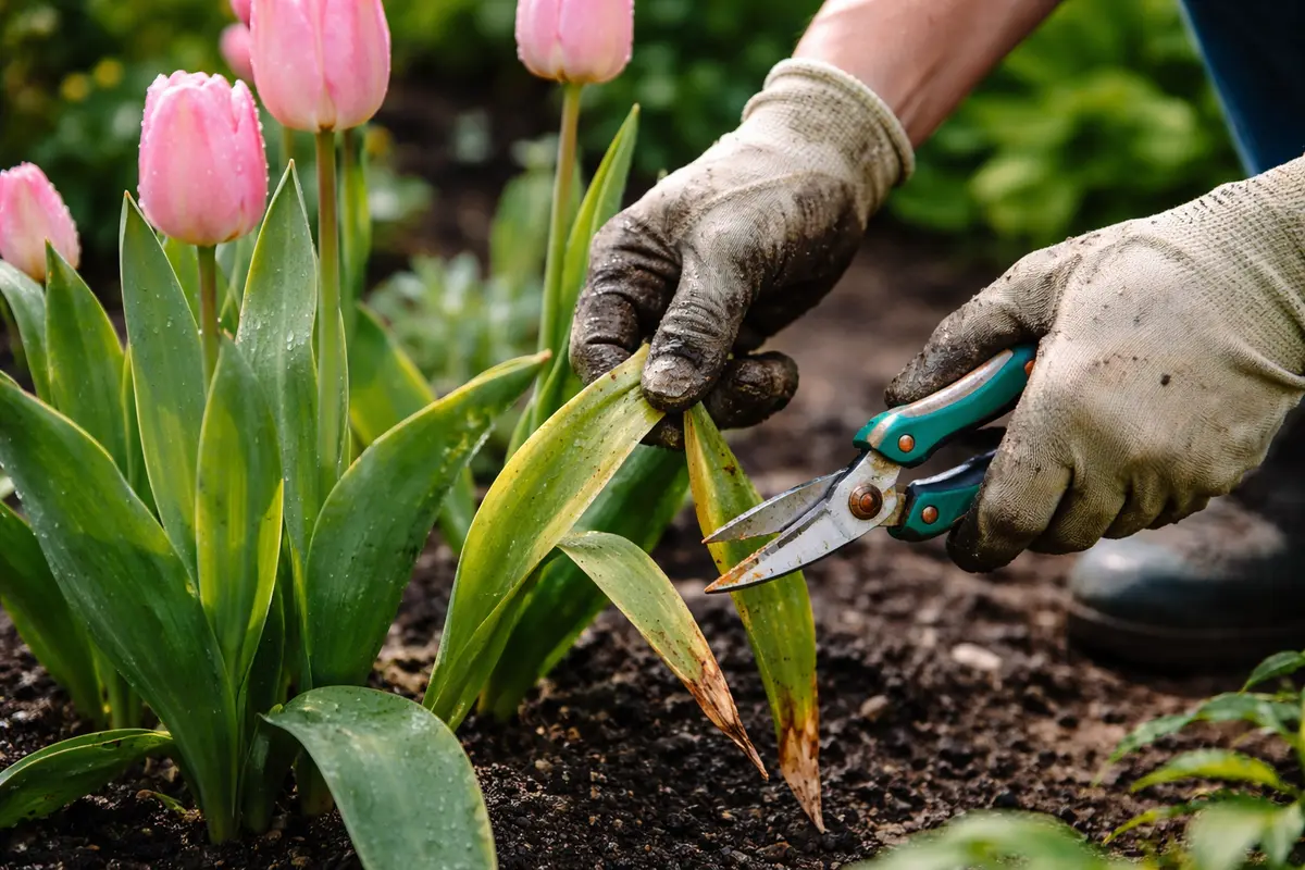 how to prevent fungal disease on trim damaged tulip leaves right away