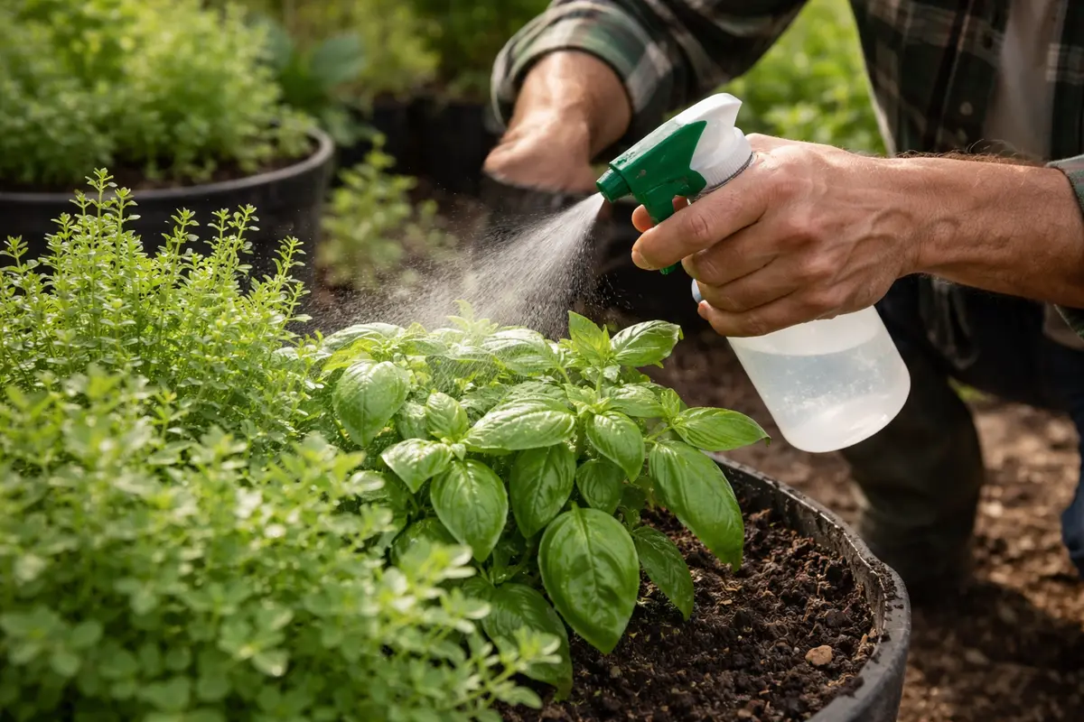 how to prevent fungal mist leaves on herbs gently to limit spores