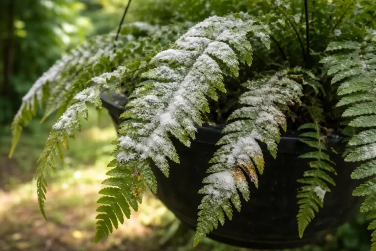 how to prevent mold on hanging with fungal patches visible on foliage