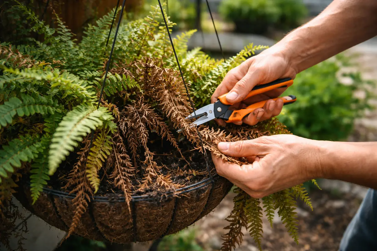 how to prevent mold on hanging ferns prune wilted fern fronds quickly