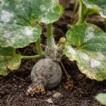 how to prevent mold on melon with fungal patches visible on foliage