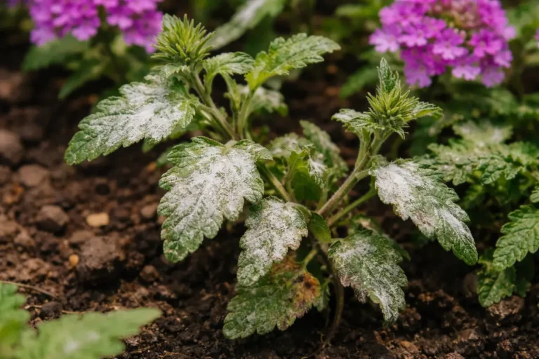 how to prevent mold on verbena with fungal patches visible on foliage