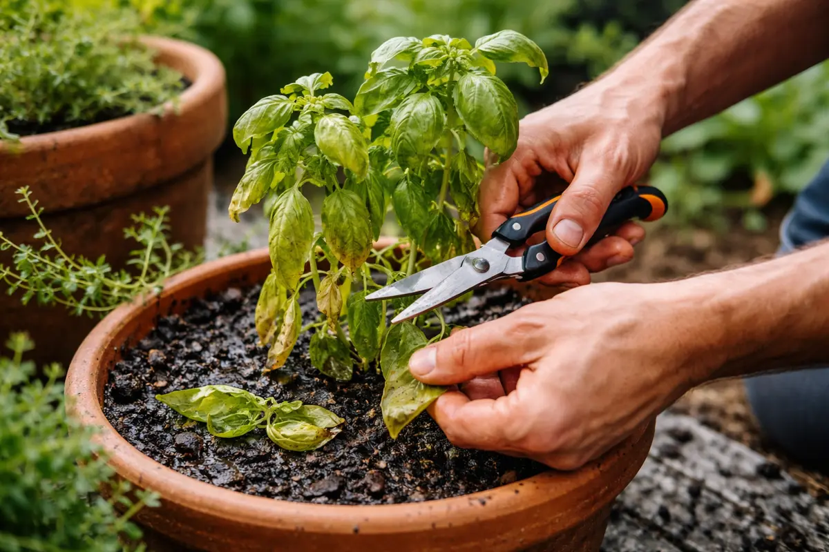 how to prevent root rot in potted trim overwatered herb leaves quickly