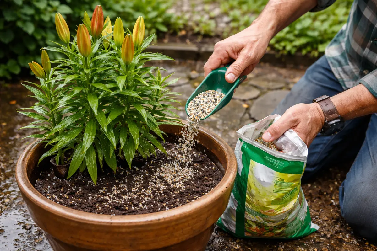 how to prevent root rot in revive potted lilies with balanced fertilizer