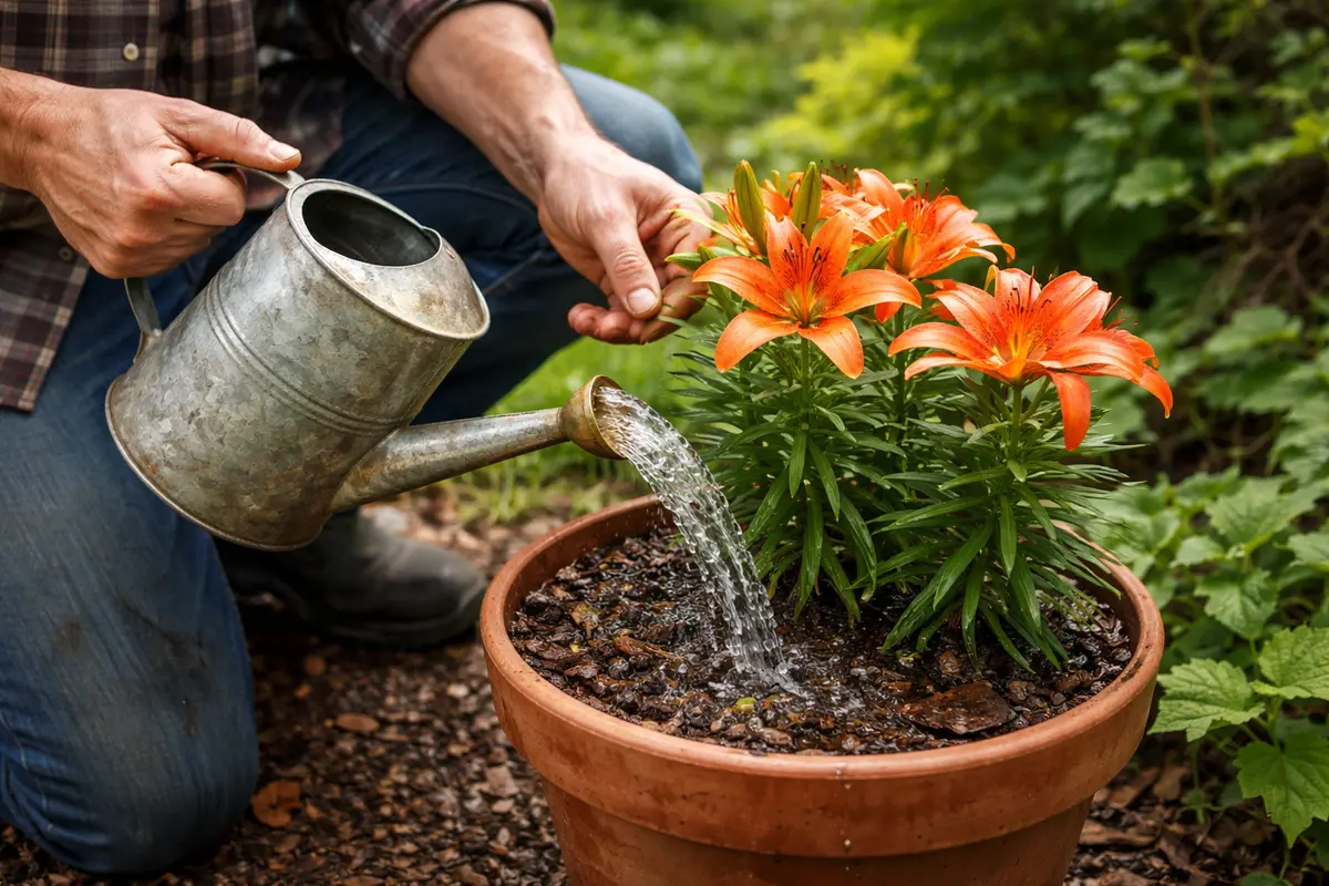 how to prevent root water potted lilies sparingly to prevent root rot