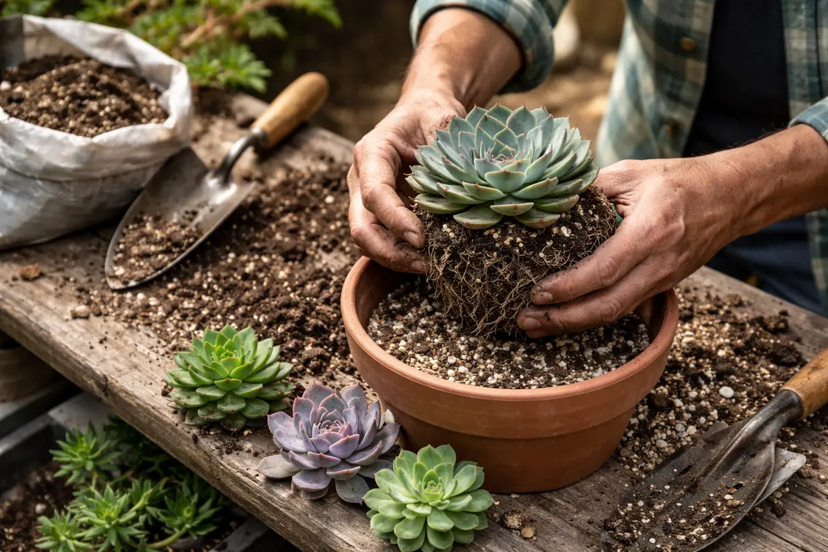 how to prevent root rot in rehouse succulents in dry soil mix