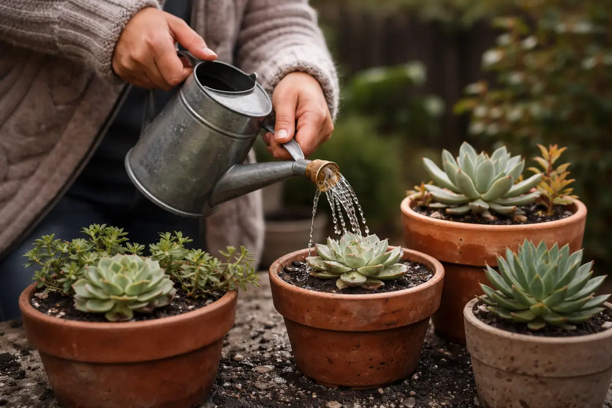 how to prevent root rot in water succulents sparingly during cold months