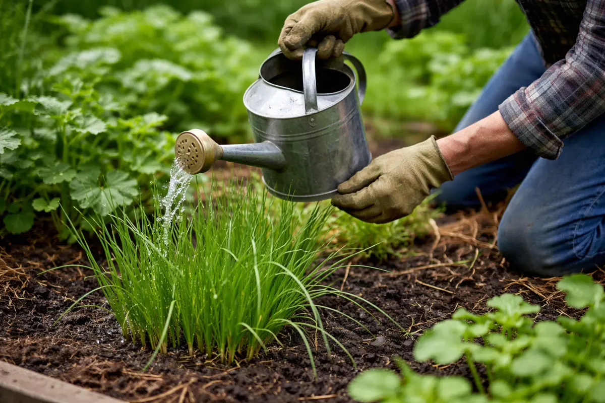 how to prevent stunted growth in water chives sparingly during rainy seasons