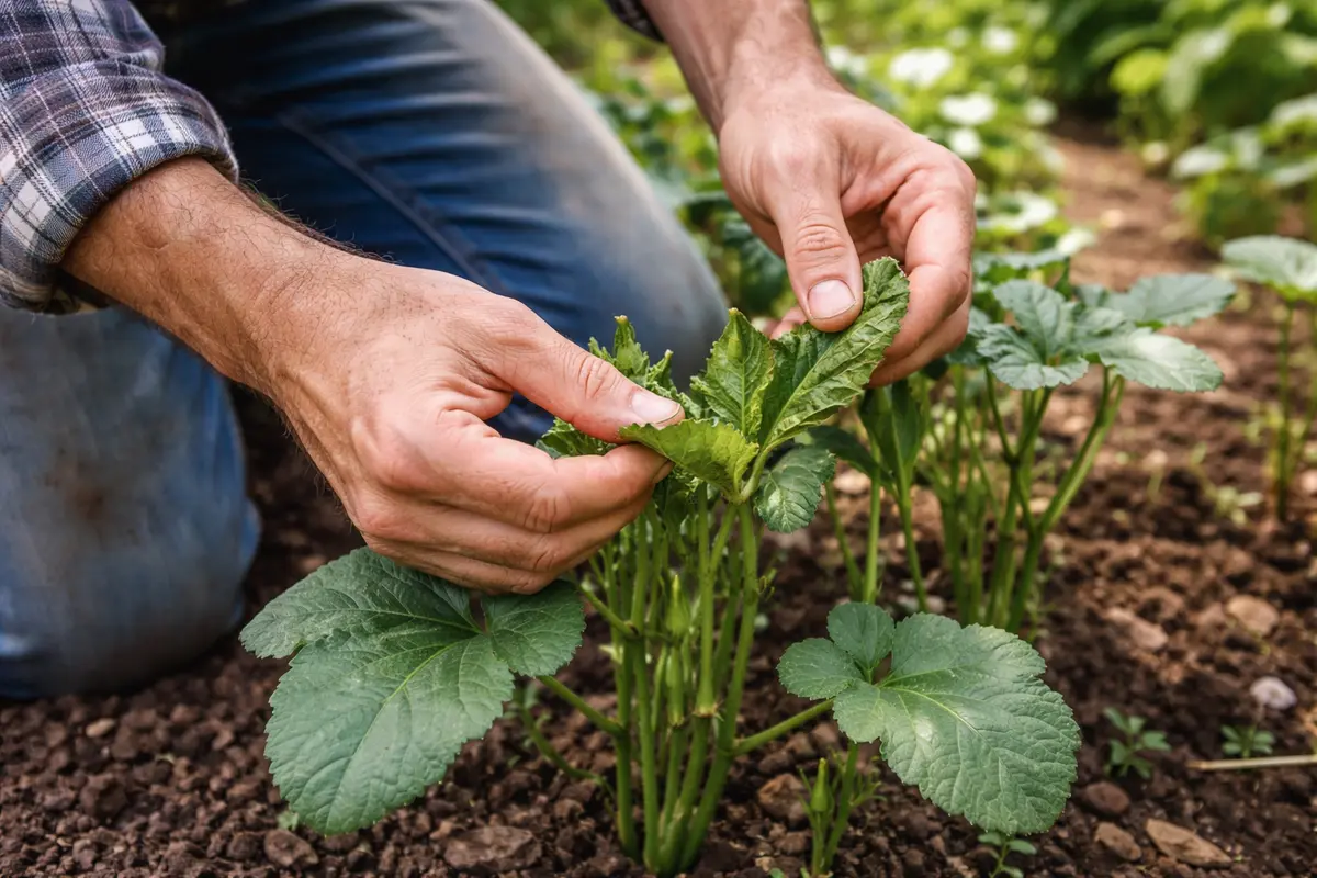 how to prevent stunted growth in inspect okra leaves for curling symptoms