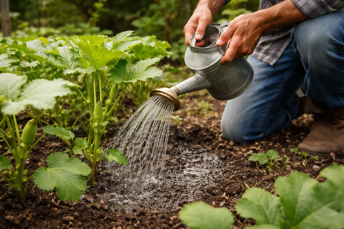 how to prevent stunted growth in water okra deeply to avoid stress