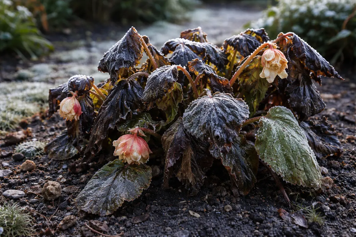 how to prevent wilting in begonias with cold-damaged leaves in the garden