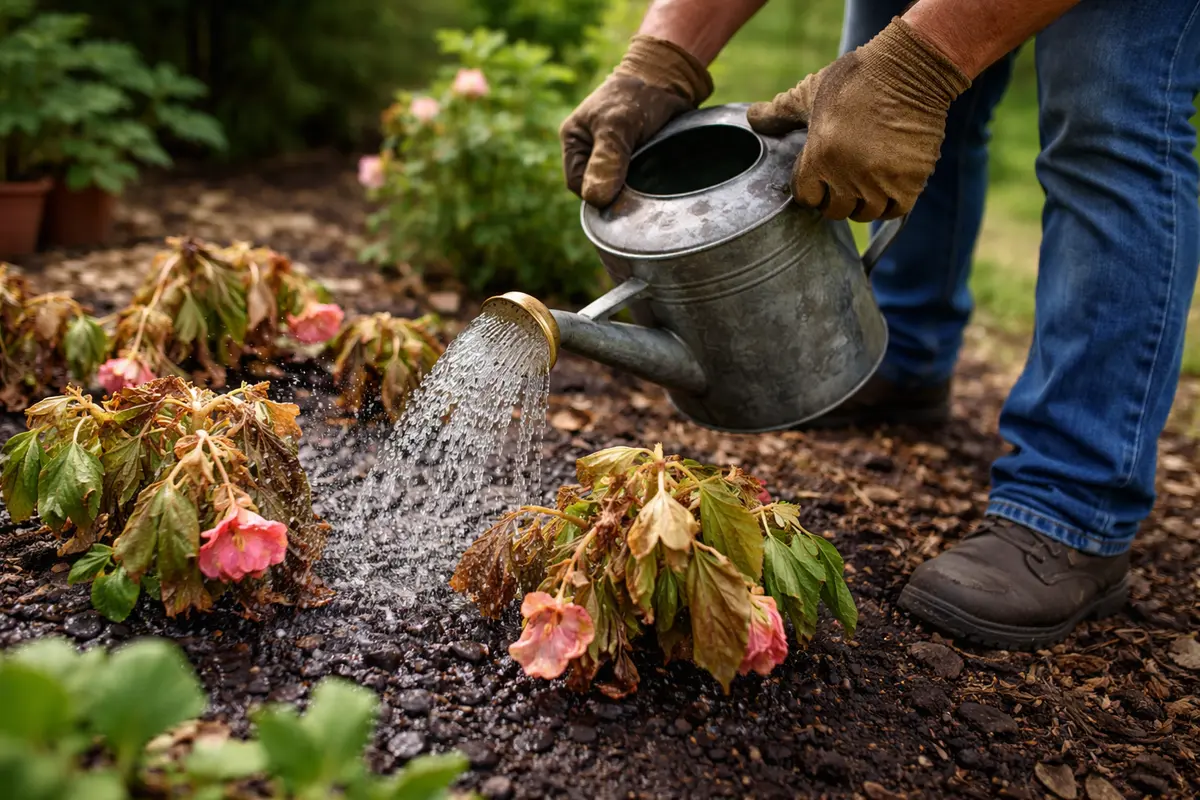 how to prevent wilting in revitalize begonias with extra water after frost