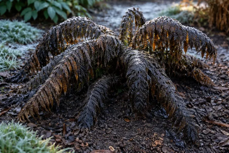 how to recover drooping ferns after with cold-damaged leaves in the garden