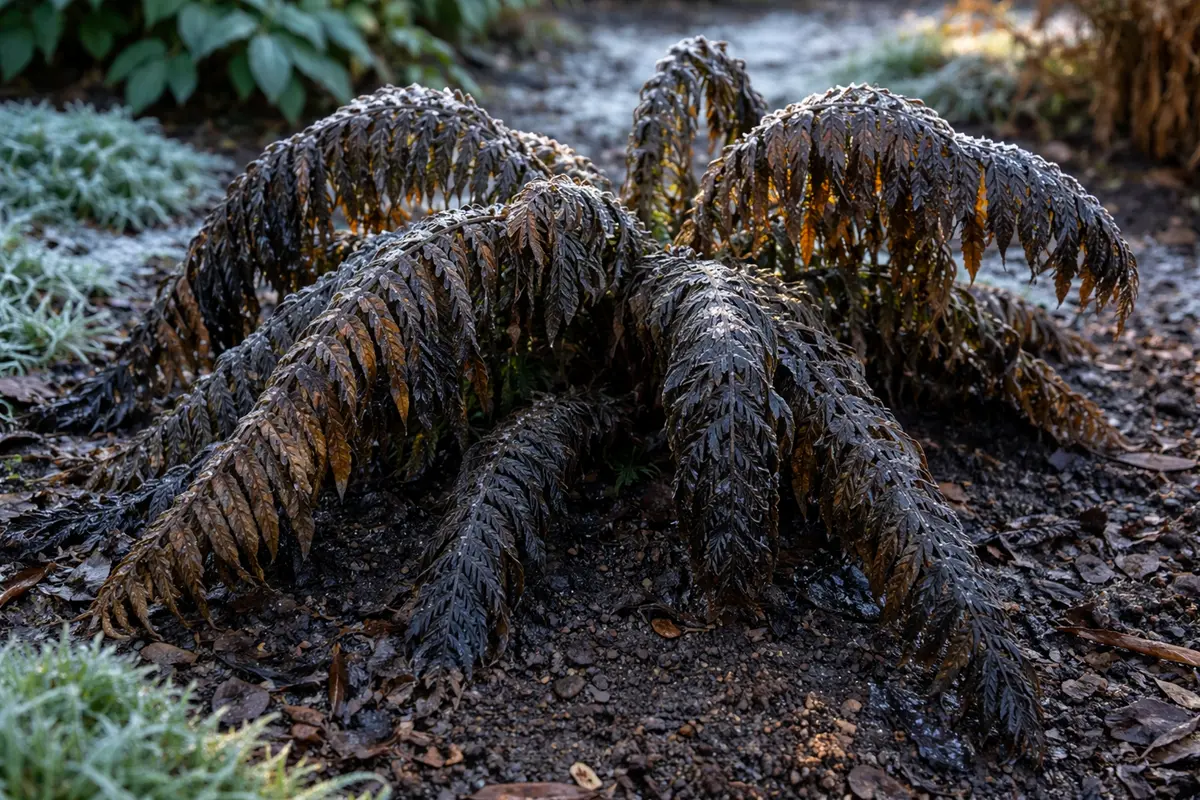 how to recover drooping ferns after with cold-damaged leaves in the garden