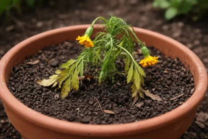 how to recover marigolds from transplant with weak seedlings in garden soil
