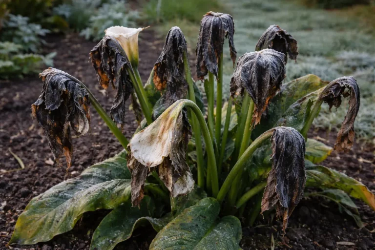 how to revive drooping calla lilies with cold-damaged leaves in the garden