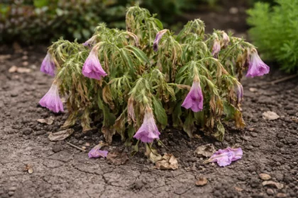 how to revive wilting petunias after wilting visibly in real garden soil
