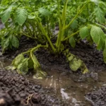 how to revive wilting potatoes after with wet soil around the base