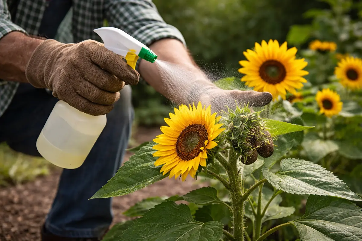 how to stop aphid infestations on spray sunflowers with insecticidal soap immediately