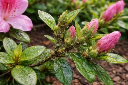 how to stop aphids on azaleas with pest damage visible on leaves