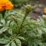 how to stop aphids on marigolds with pest damage visible on leaves