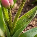 how to stop aphids on tulips with pest damage visible on leaves